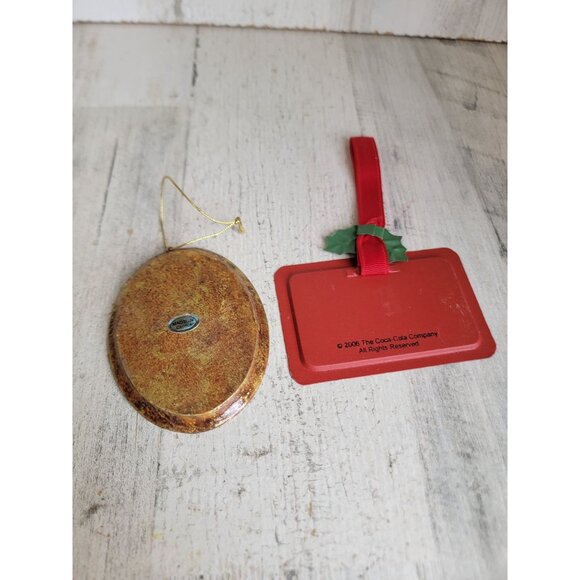 Vintage Coca-Cola girl drinking rustic Xmas ornament set Coke - Picture 7 of 8